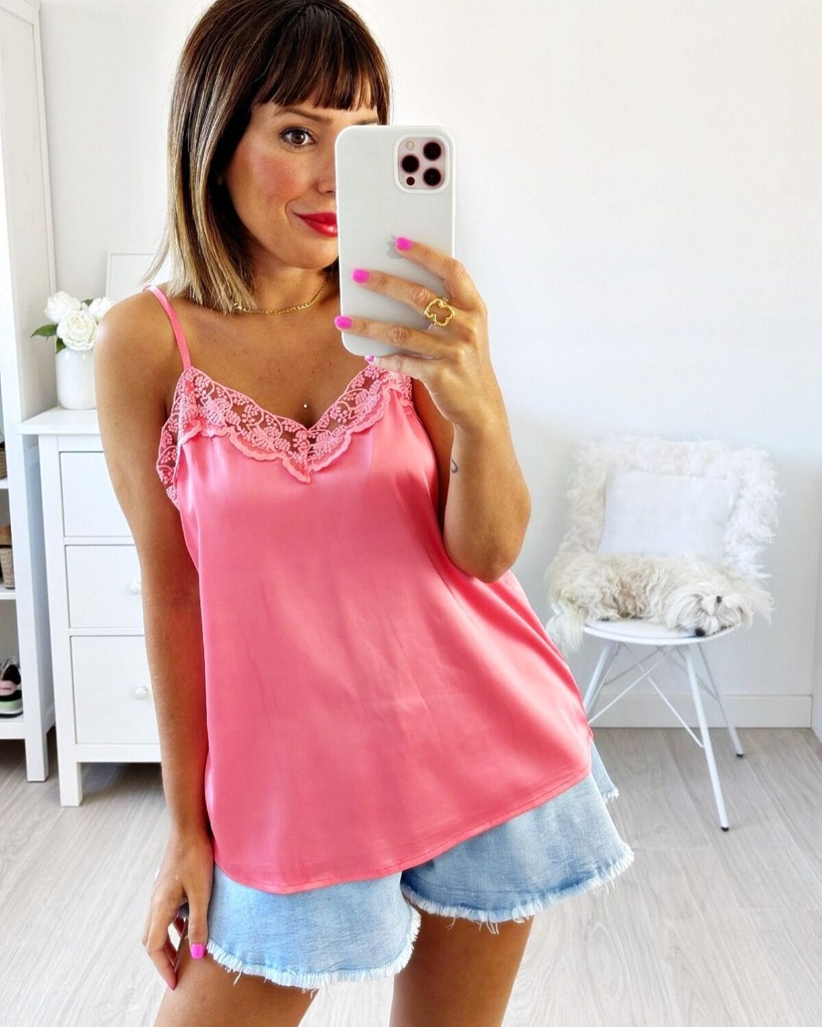 Top lencero encaje rosa - Imagen 2