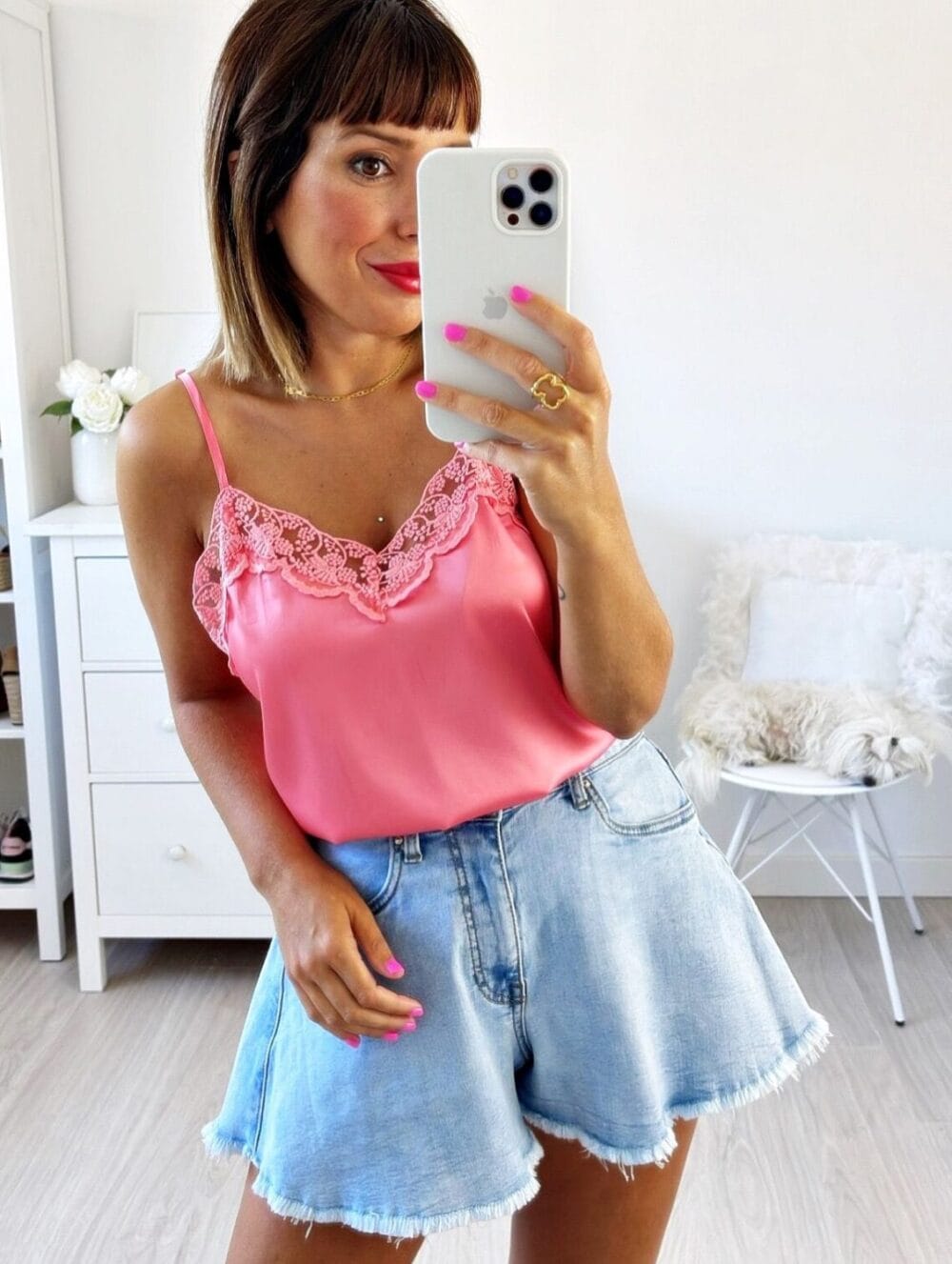 Top lencero encaje rosa