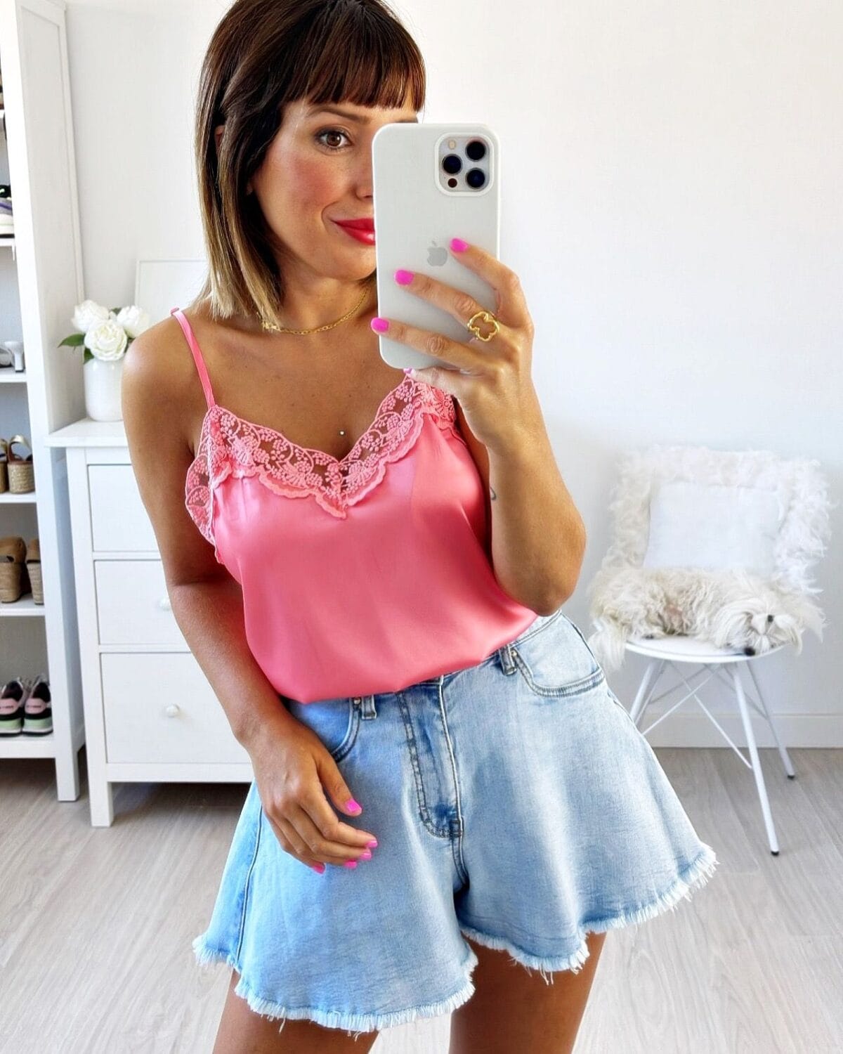 Top lencero encaje rosa