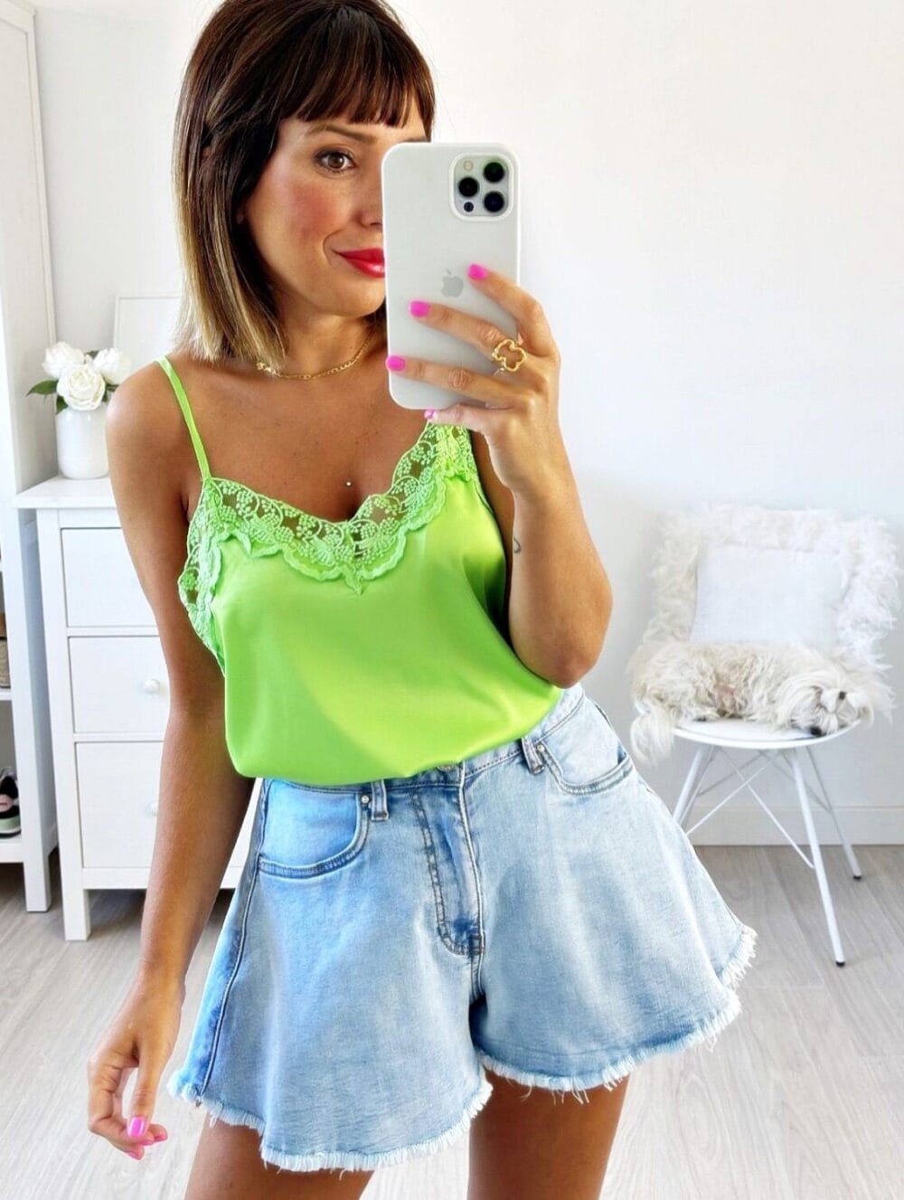 Top lencero encaje lima