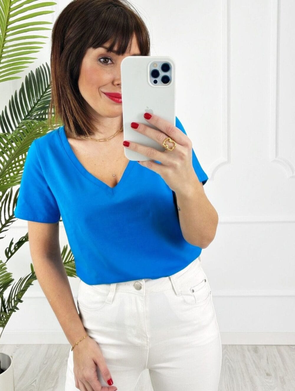 Camiseta pico azul