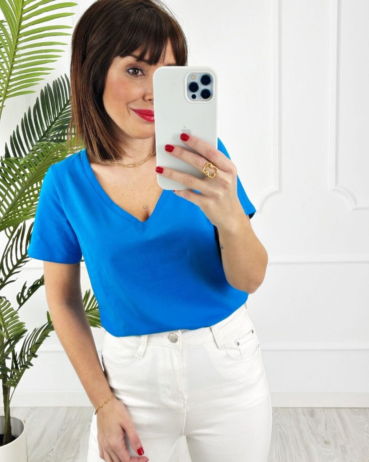 Camiseta pico azul