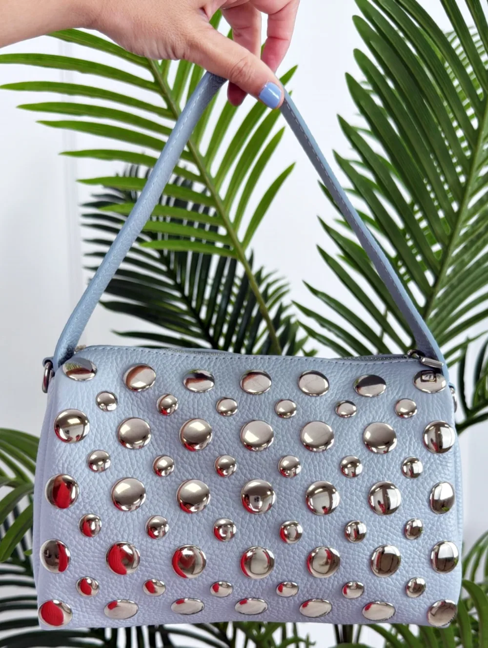 Bolso piel tachas azul