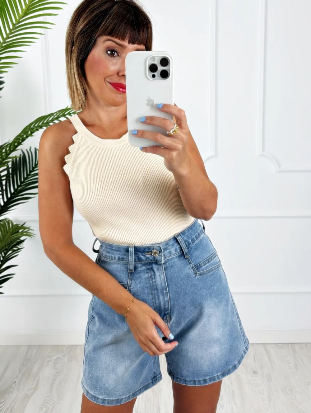 Top halter ondas beige