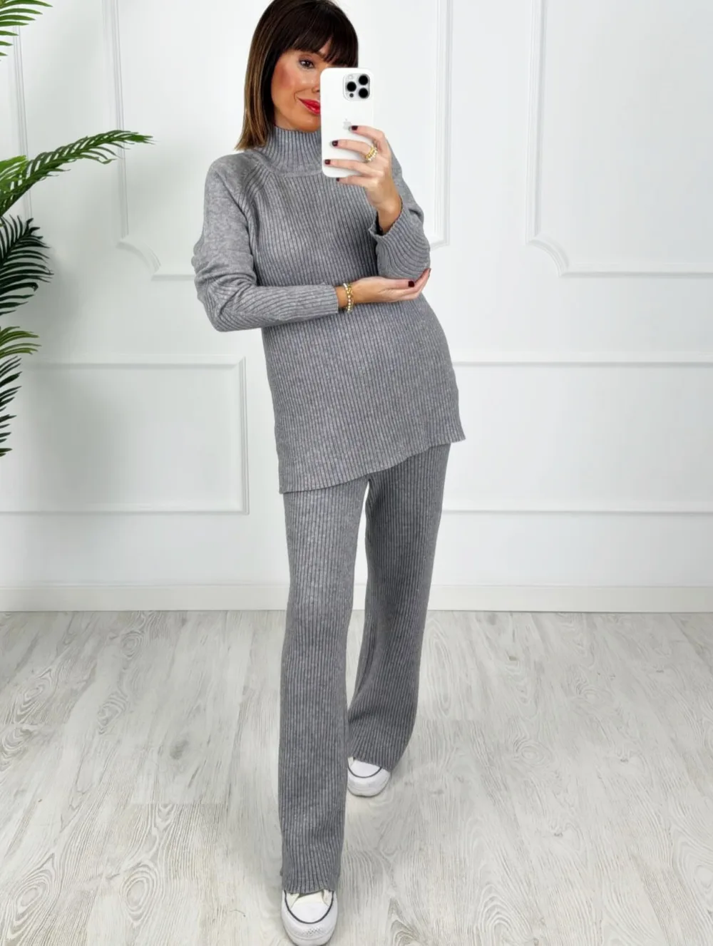 Conjunto canalé gris