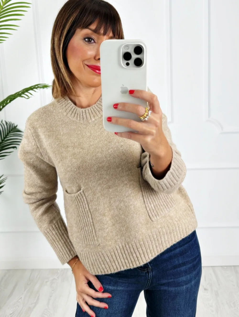 Jersey bolsillos beige