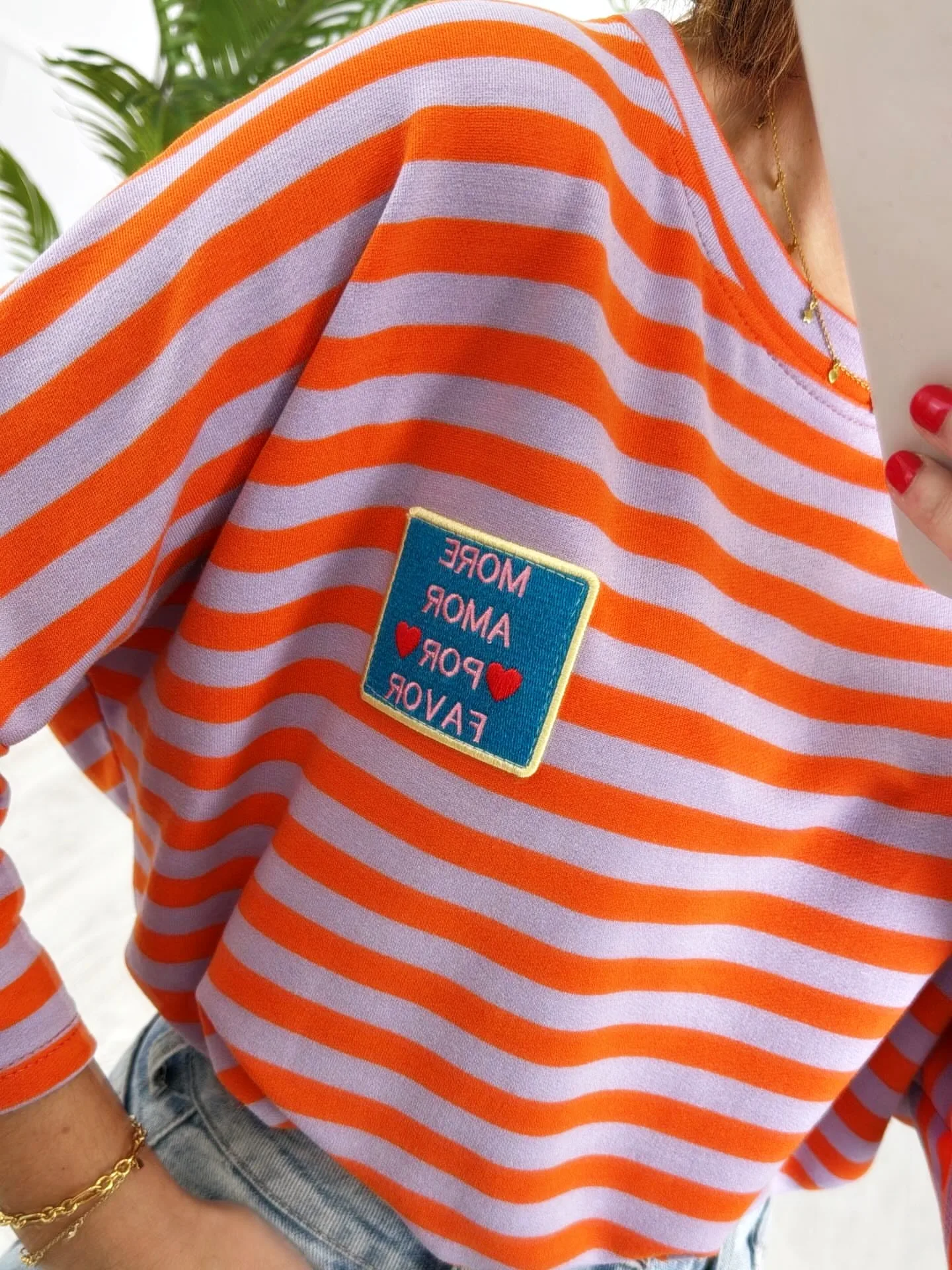 Camiseta parche rayas lila - Imagen 3