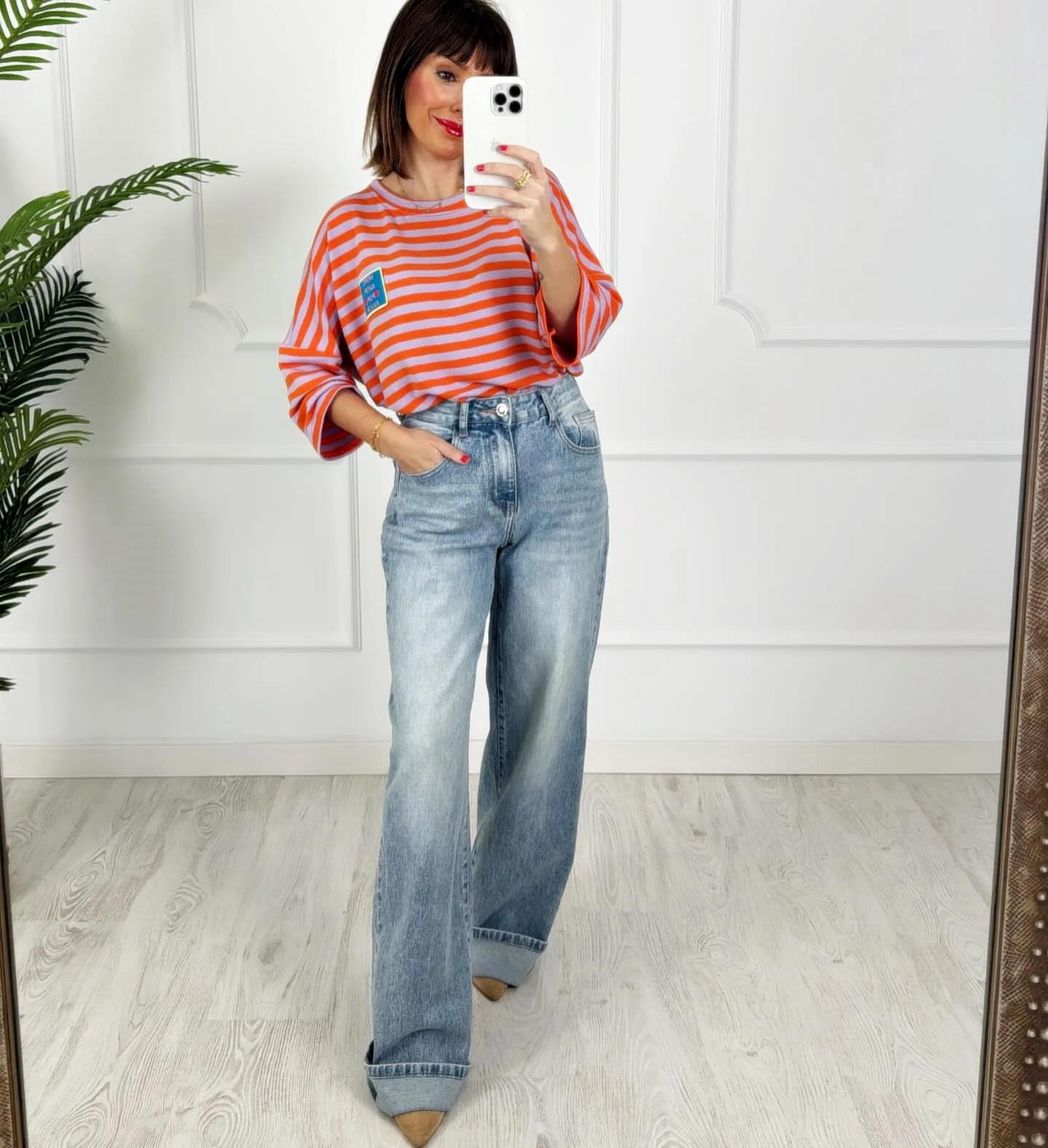 Camiseta parche rayas lila - Imagen 4