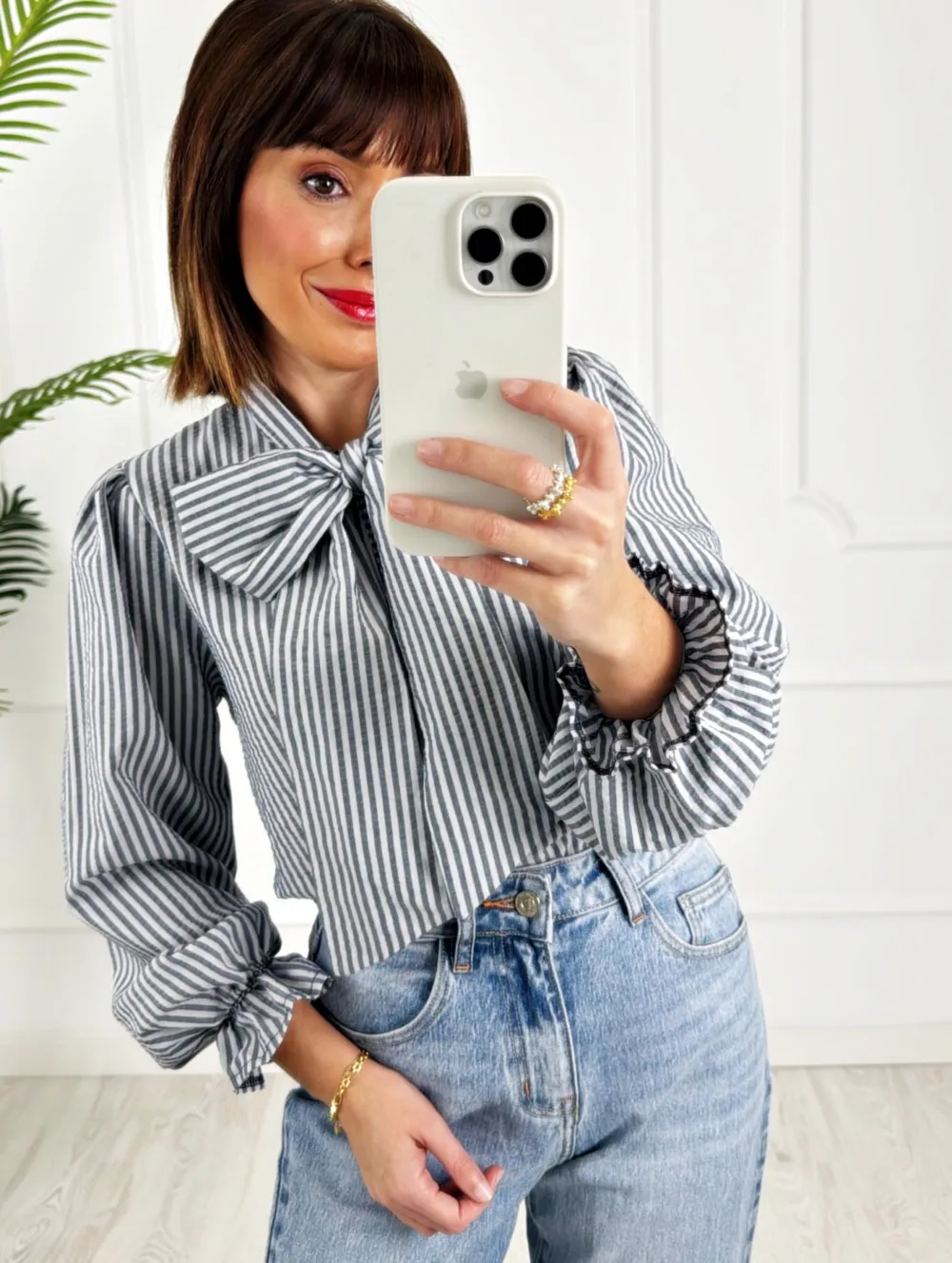 Camisa lazo rayas azul