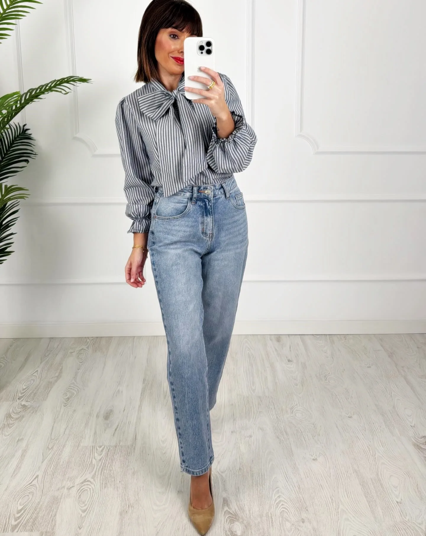 Camisa lazo rayas azul - Imagen 3