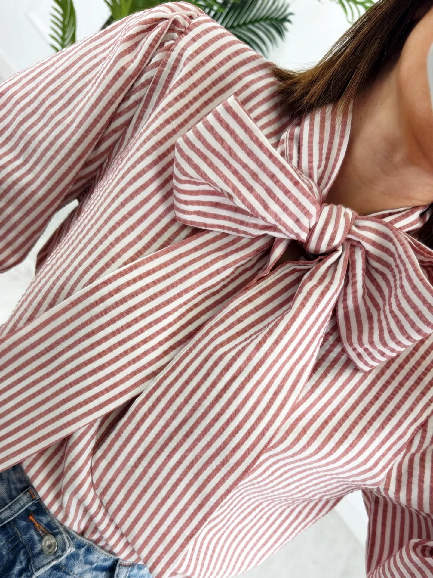 Camisa lazo rayas rosa - Imagen 5