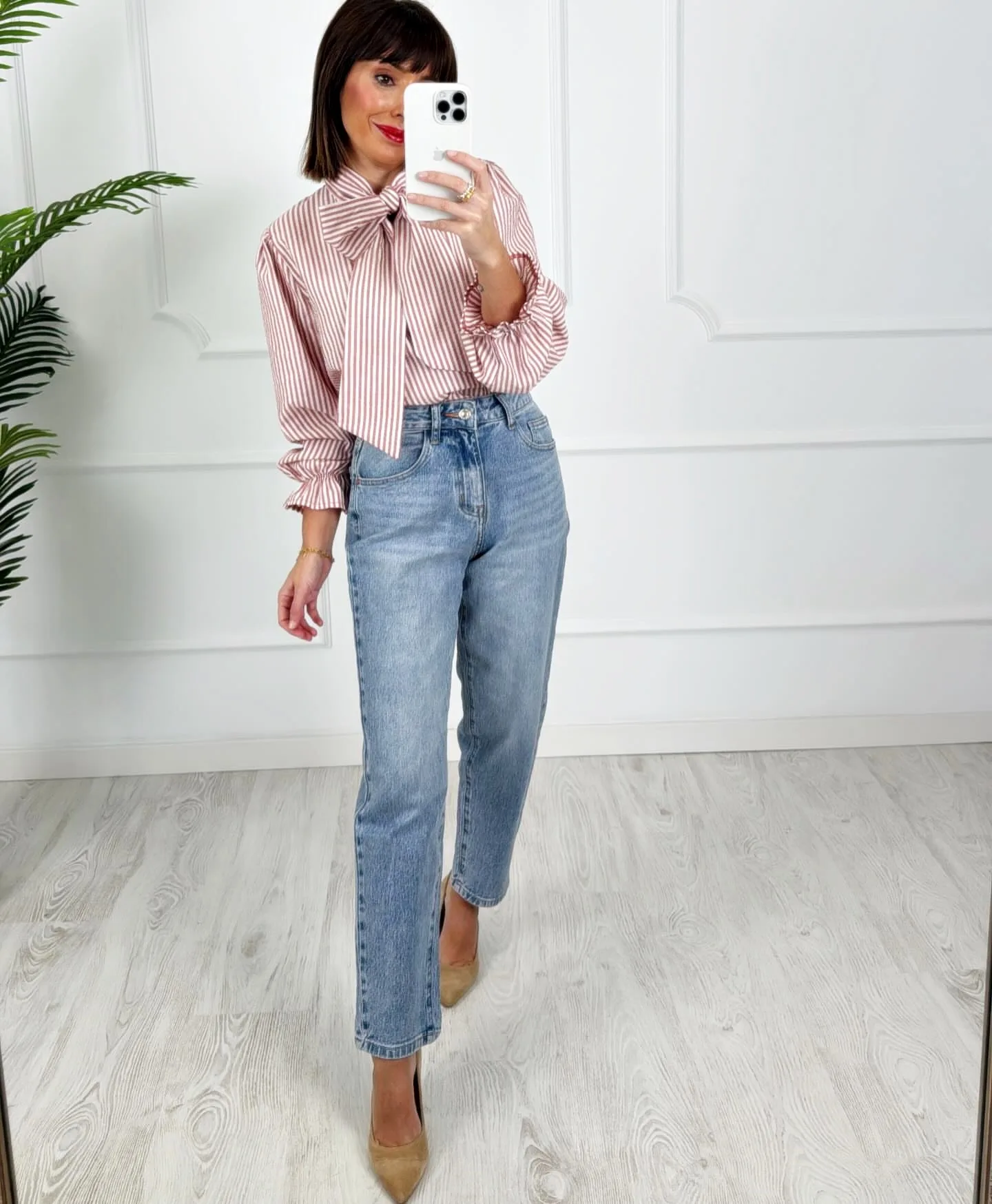 Camisa lazo rayas rosa - Imagen 7