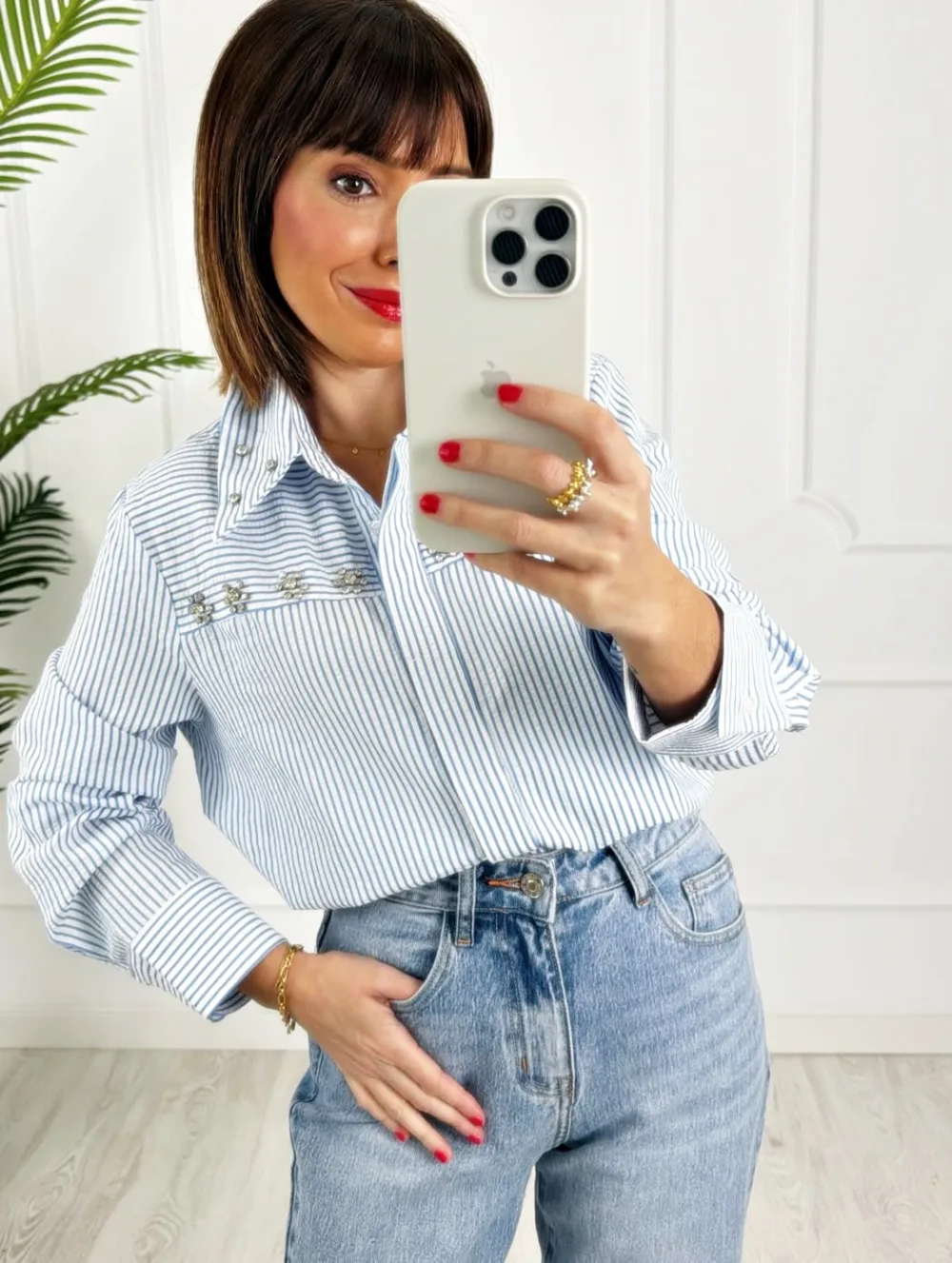 Camisa rayas strass