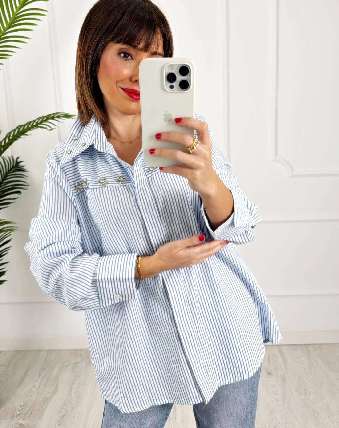 Camisa rayas strass - Imagen 2