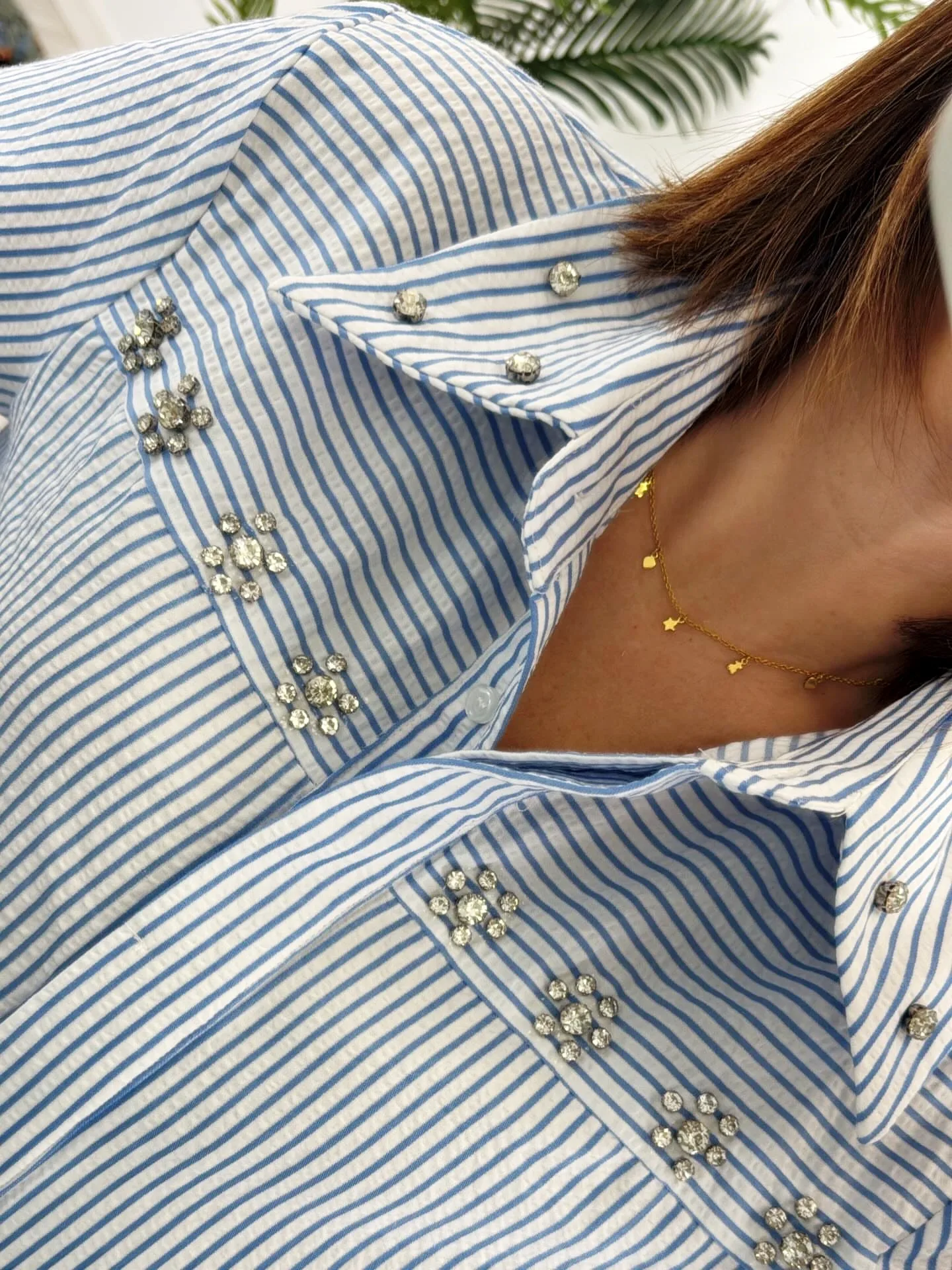 Camisa rayas strass - Imagen 3