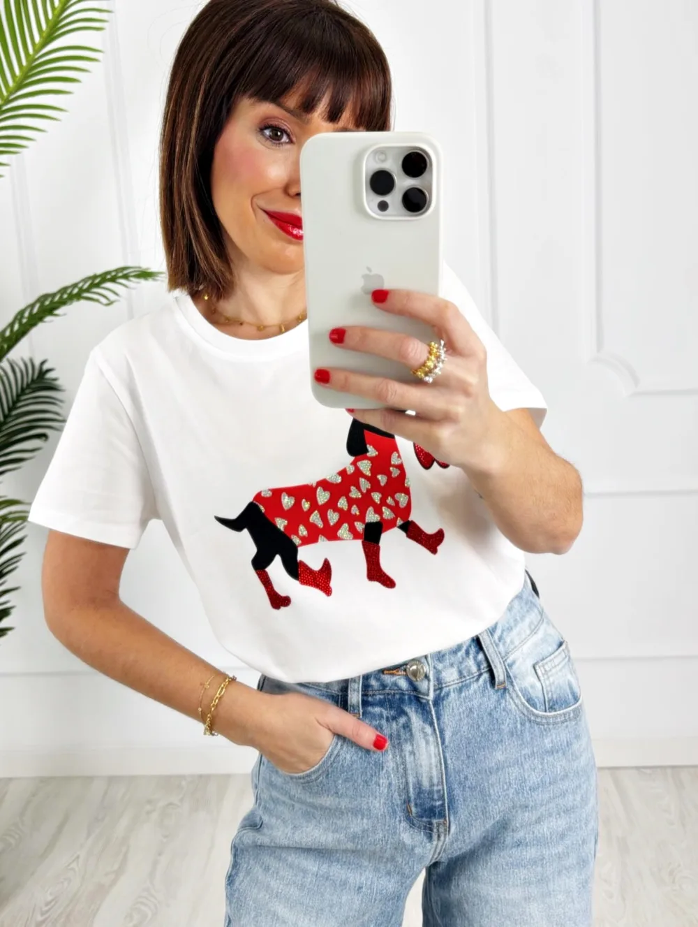 Camiseta perrito strass