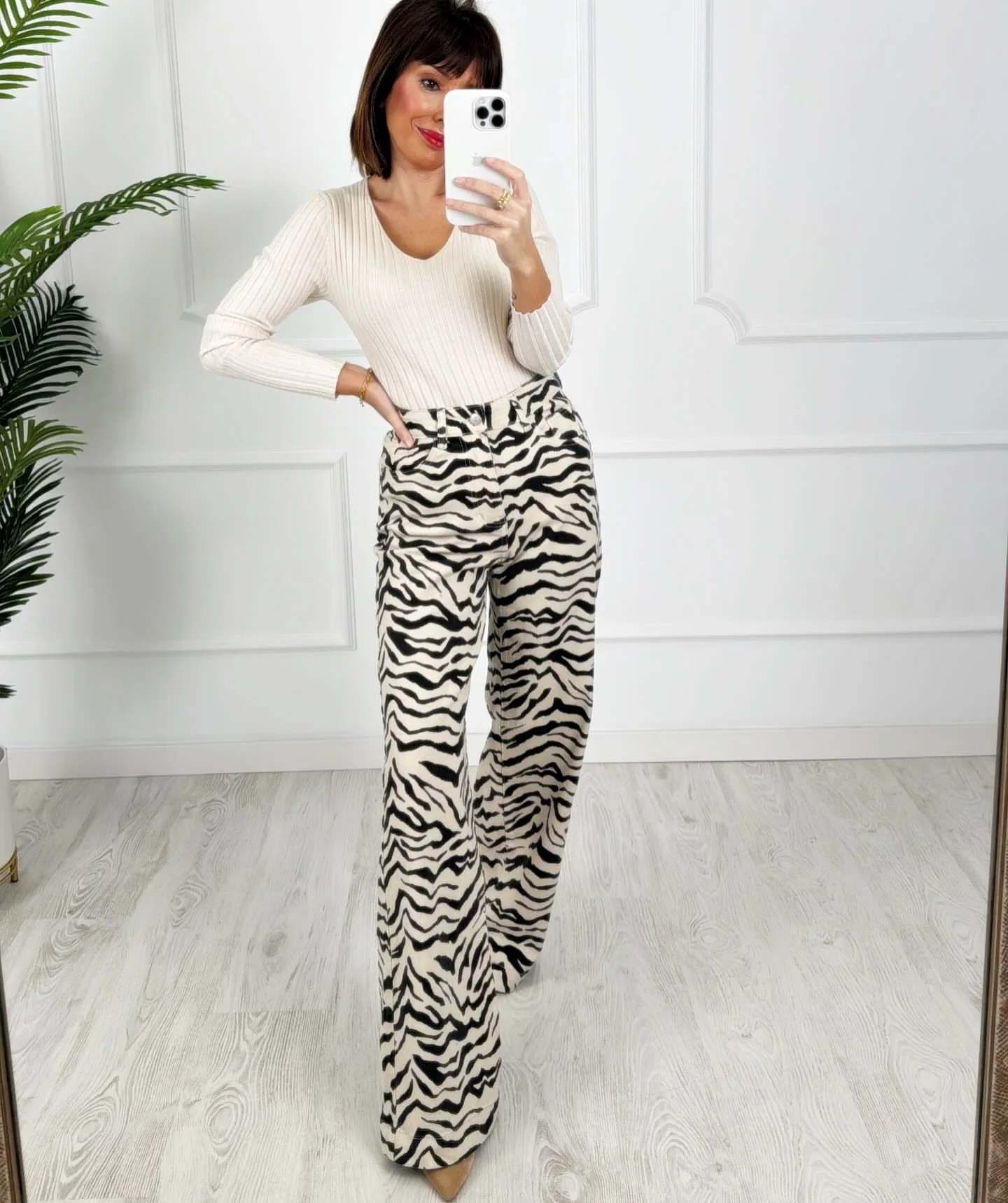 Pantalón wide leg cebra