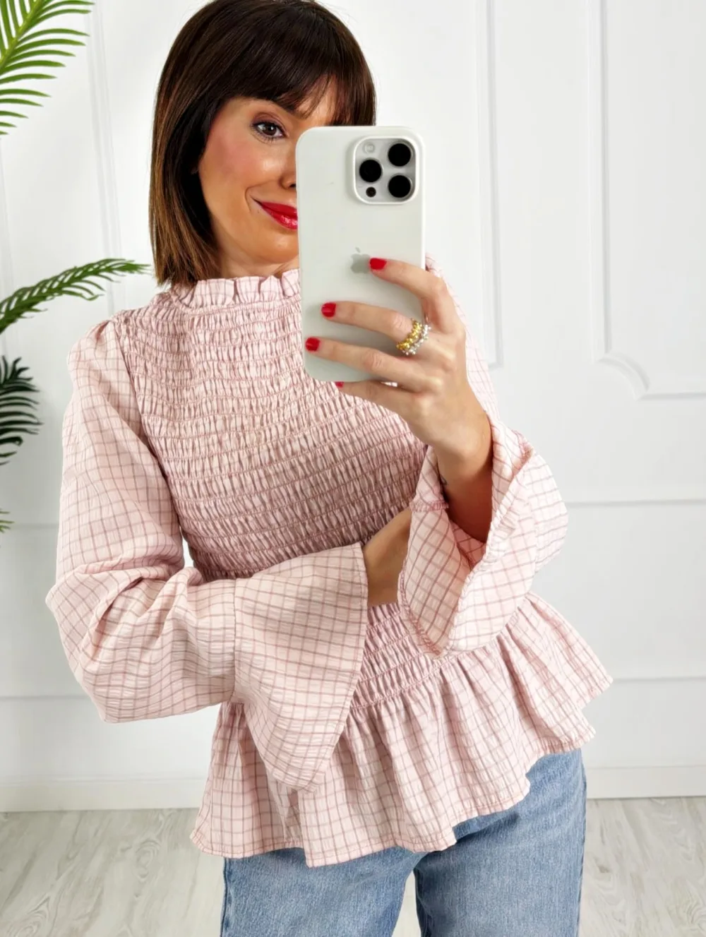 Camisa nido cuadros rosa