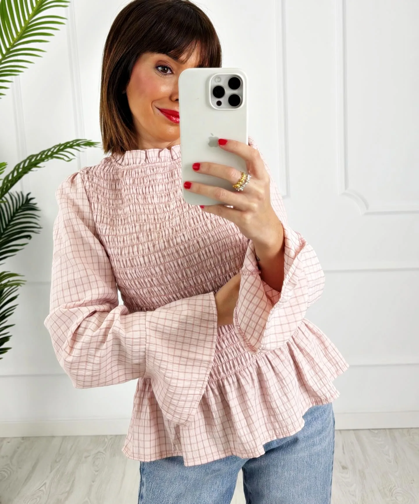 Camisa nido cuadros rosa