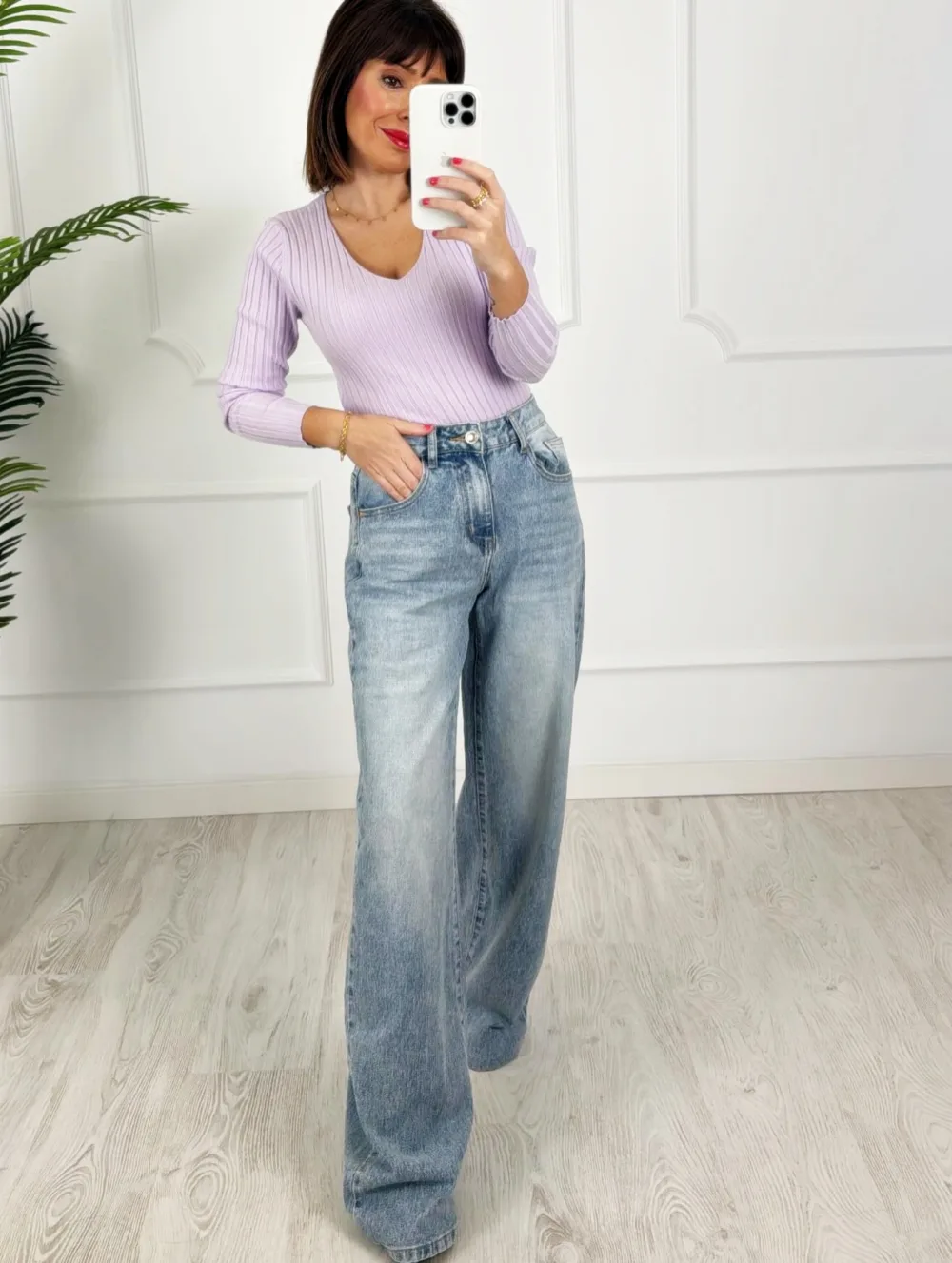 Pantalón reuglar high waist denim