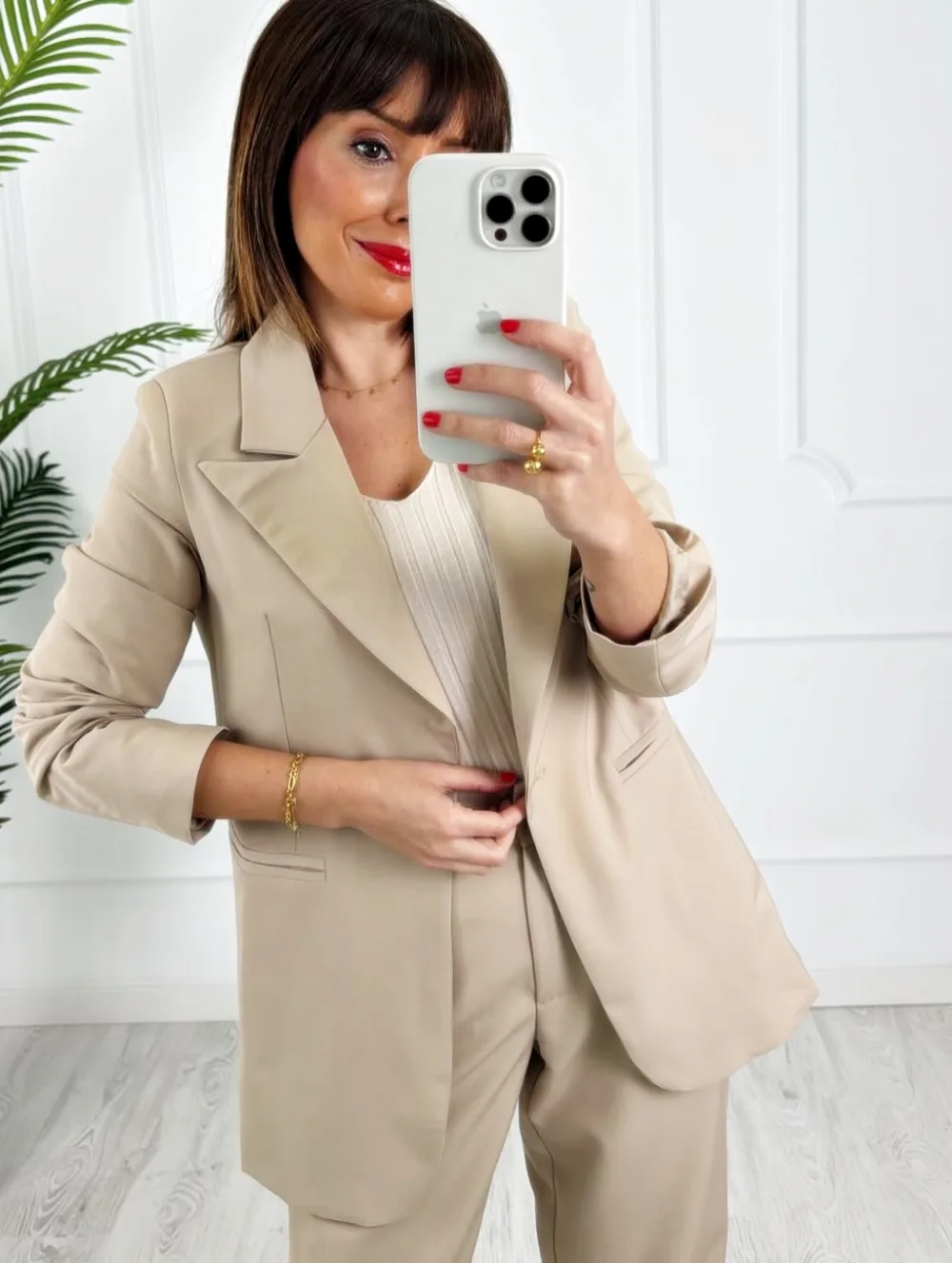 Blazer botón beige