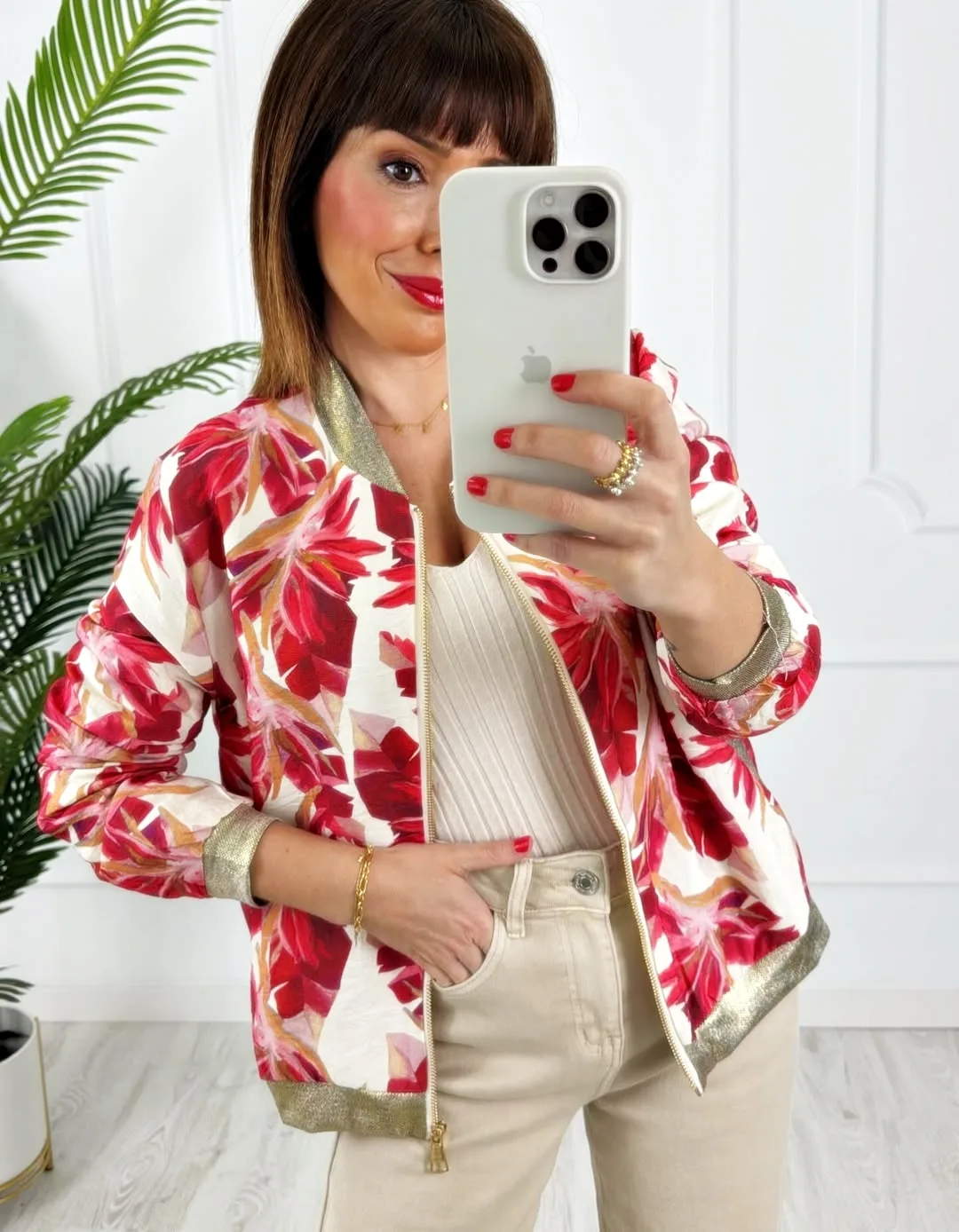 Bomber hojas roja