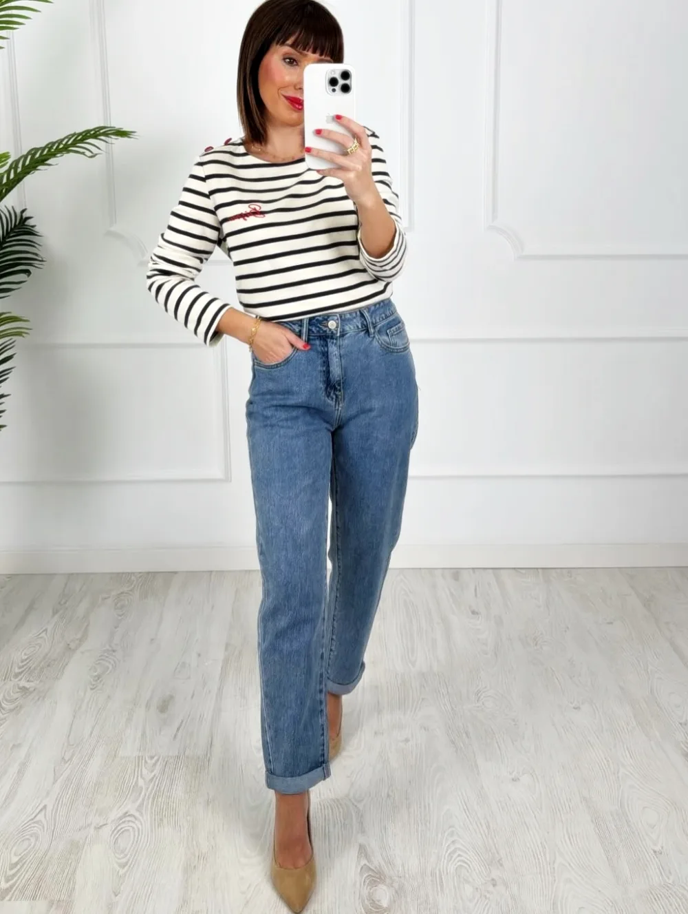 Pantalón Mom fit denim