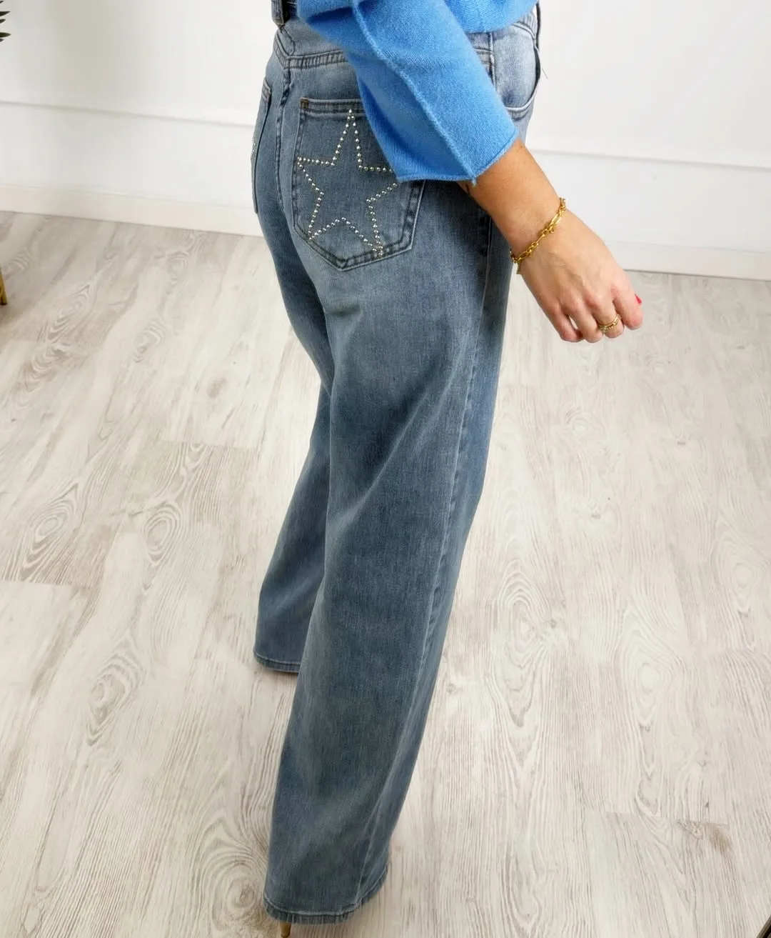 Pantalón estrella tachas denim - Imagen 3