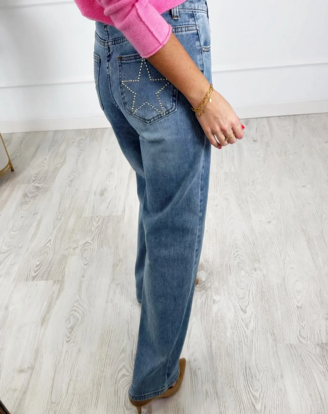 Pantalón estrella tachas denim - Imagen 4