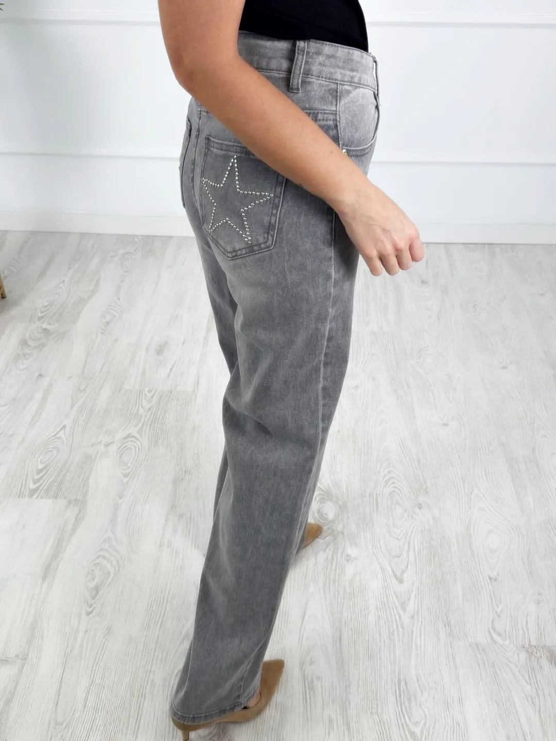 Pantalón estrella tachas gris - Imagen 2