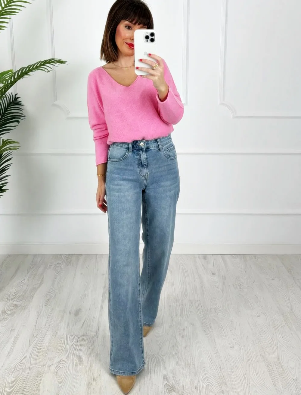 Pantalón estrella tachas denim