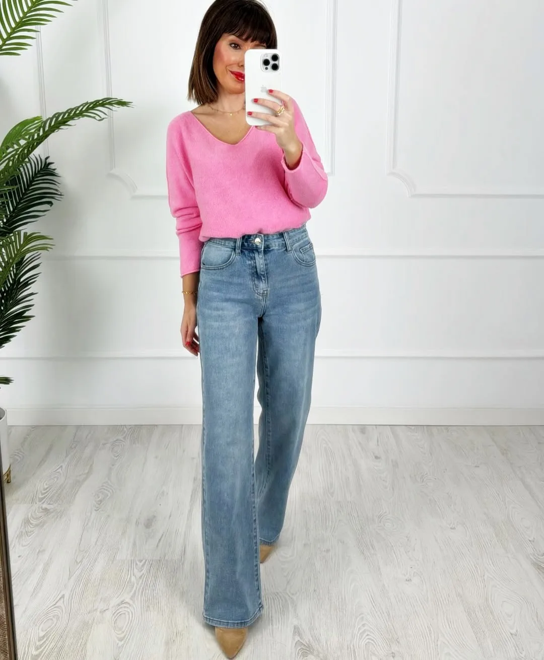 Pantalón estrella tachas denim