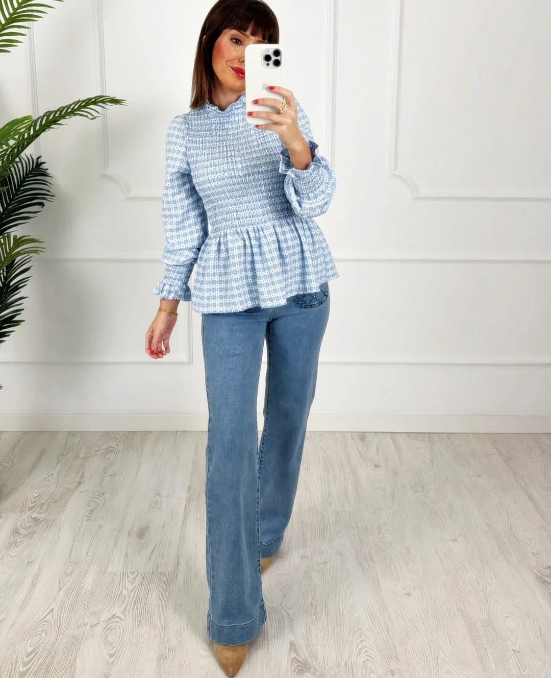 Blusa nido cuadritos azul - Imagen 3