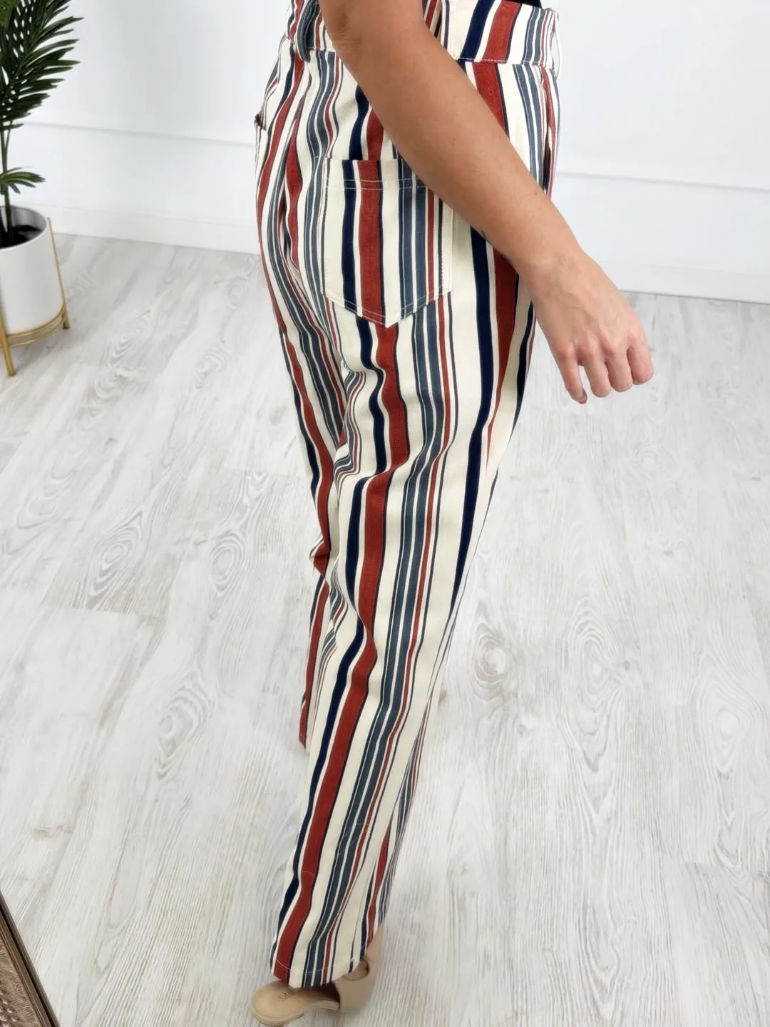 Pantalón rayas marino teja - Imagen 4