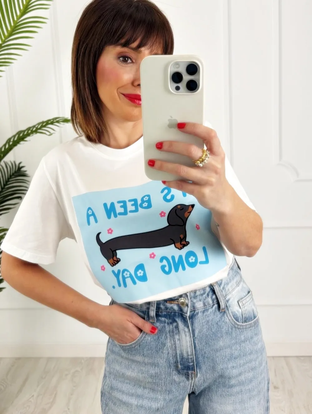 Camiseta perrito long day azul
