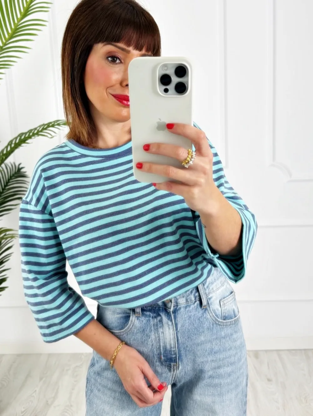 Camiseta rayas agua jeans
