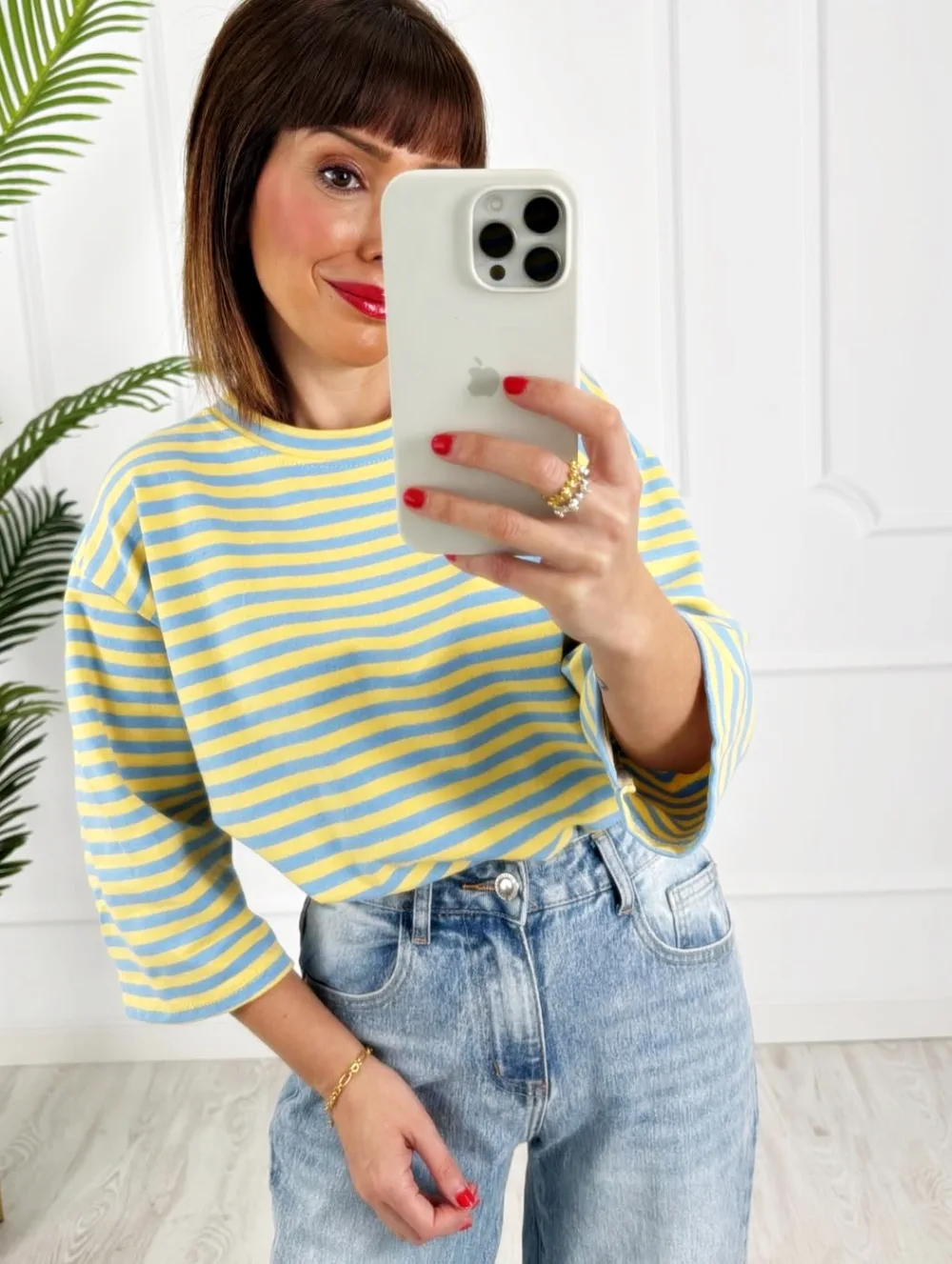 Camiseta rayas amarillo azul
