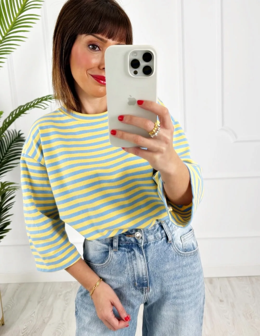 Camiseta rayas amarillo azul