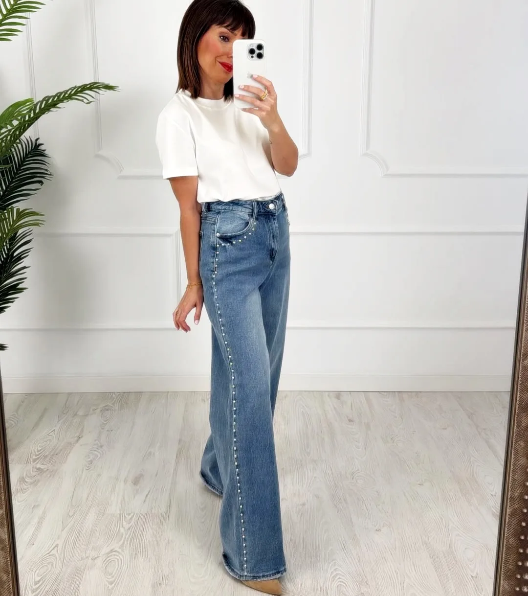 Pantalón tachas denim