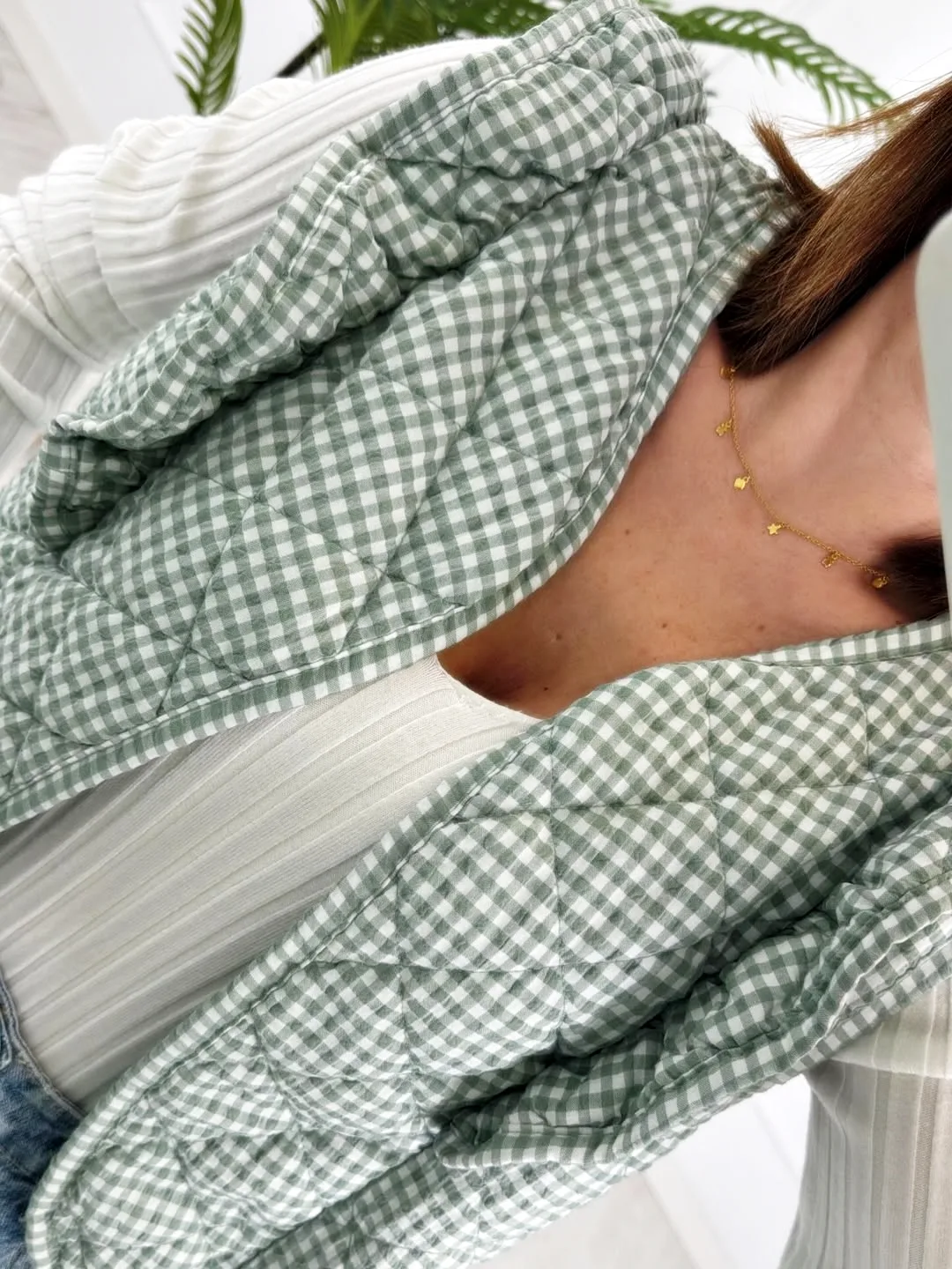 Chaleco vichy volantes verde - Imagen 2