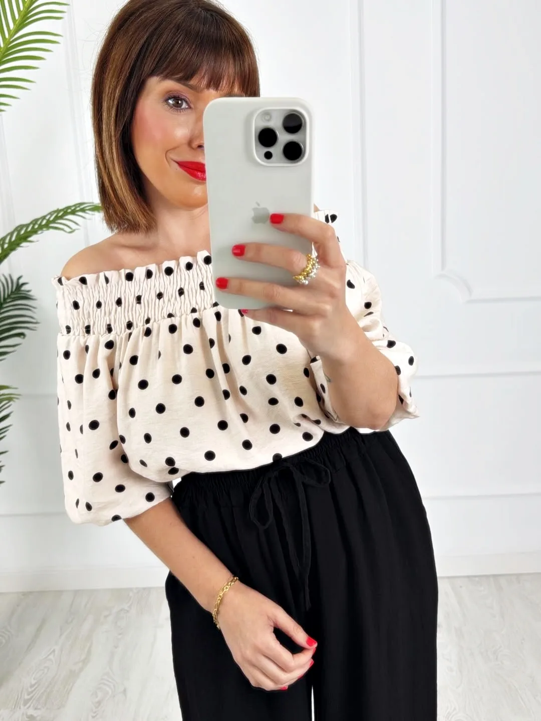 Blusa lunares beige - Imagen 3
