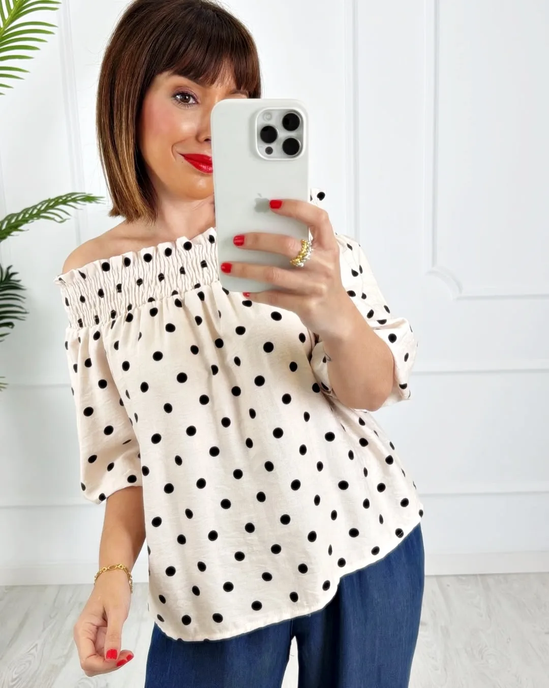 Blusa lunares beige - Imagen 2