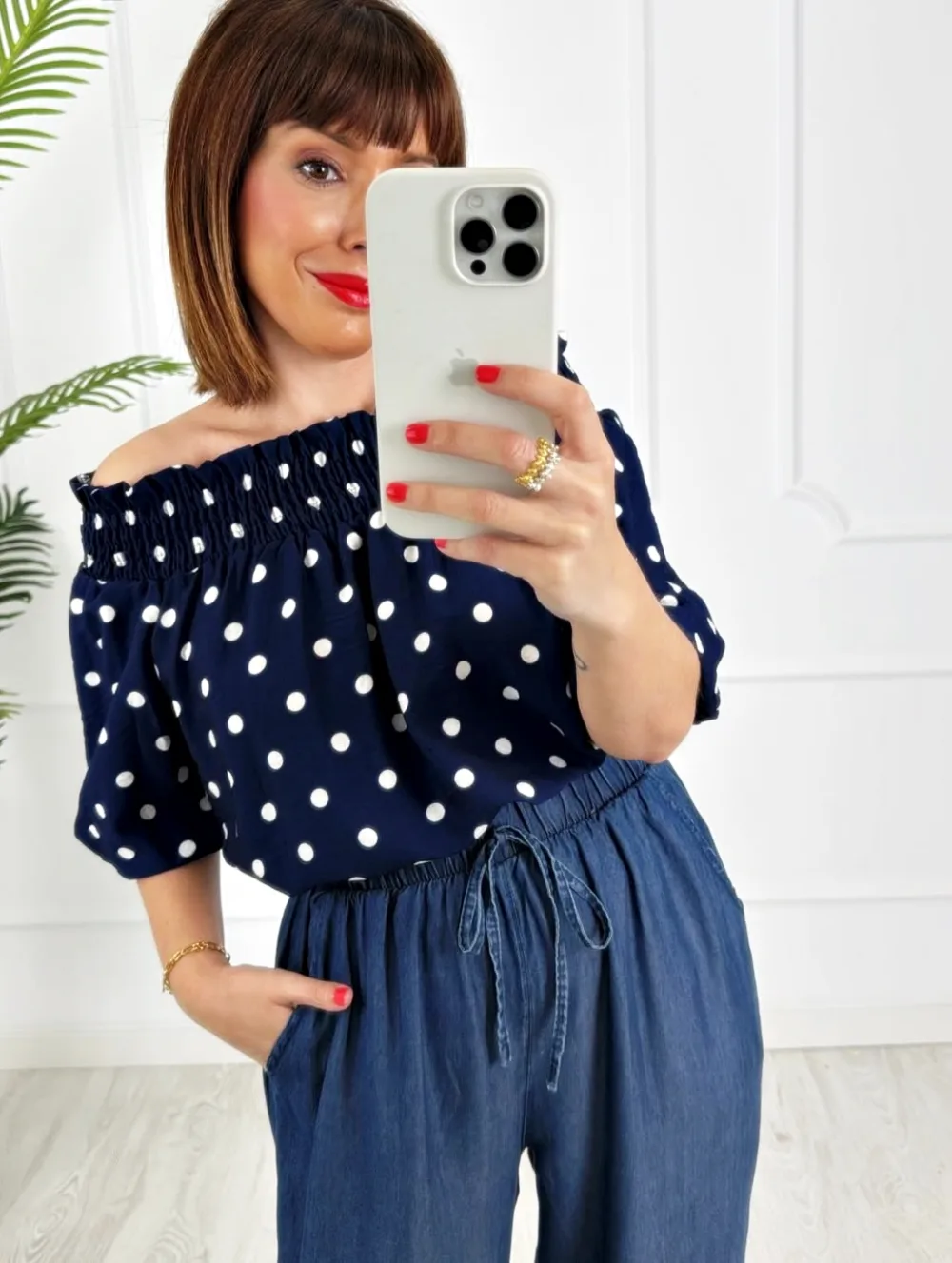 Blusa lunares marino