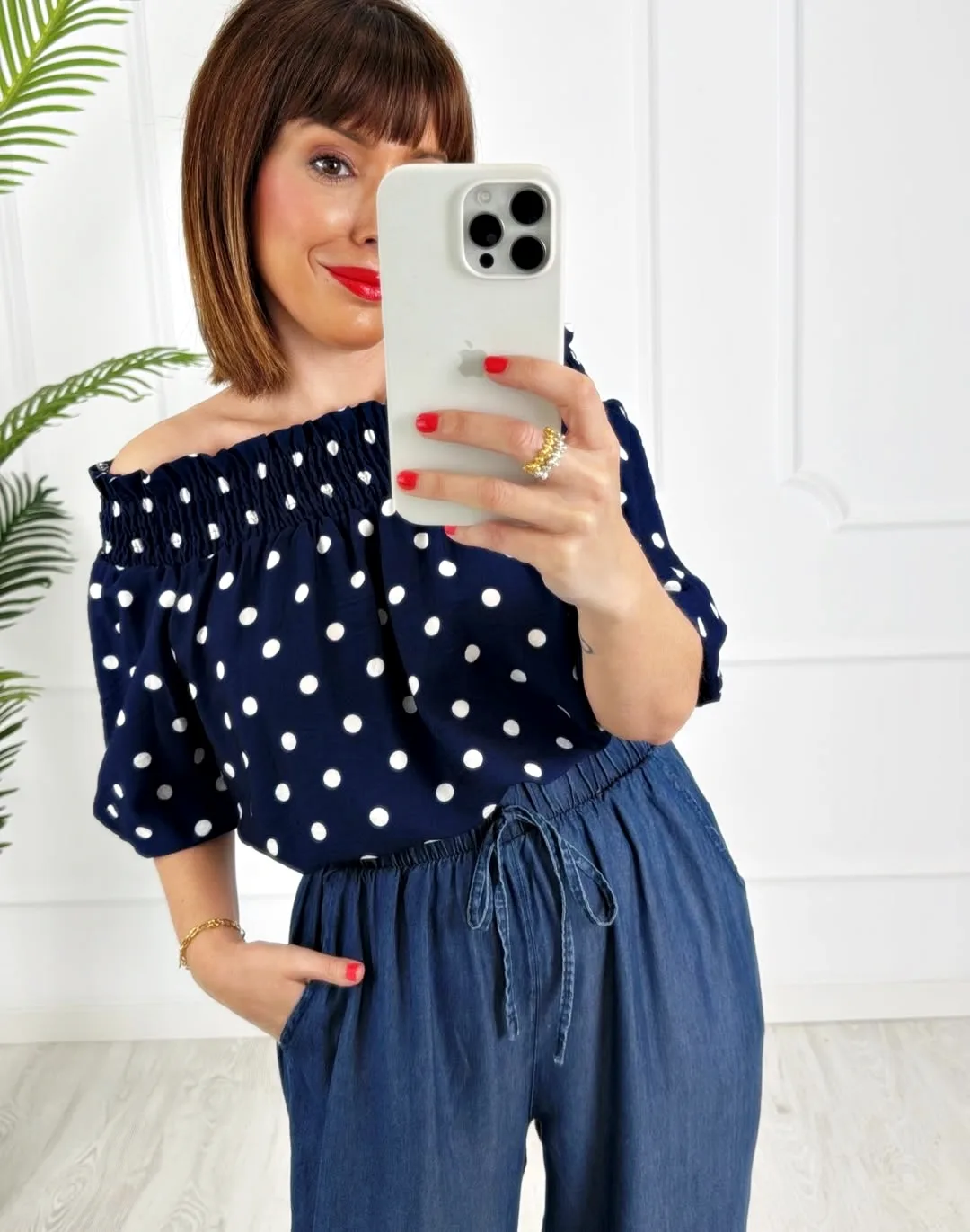 Blusa lunares marino