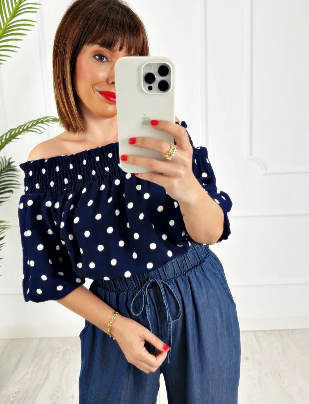 Blusa lunares marino - Imagen 2
