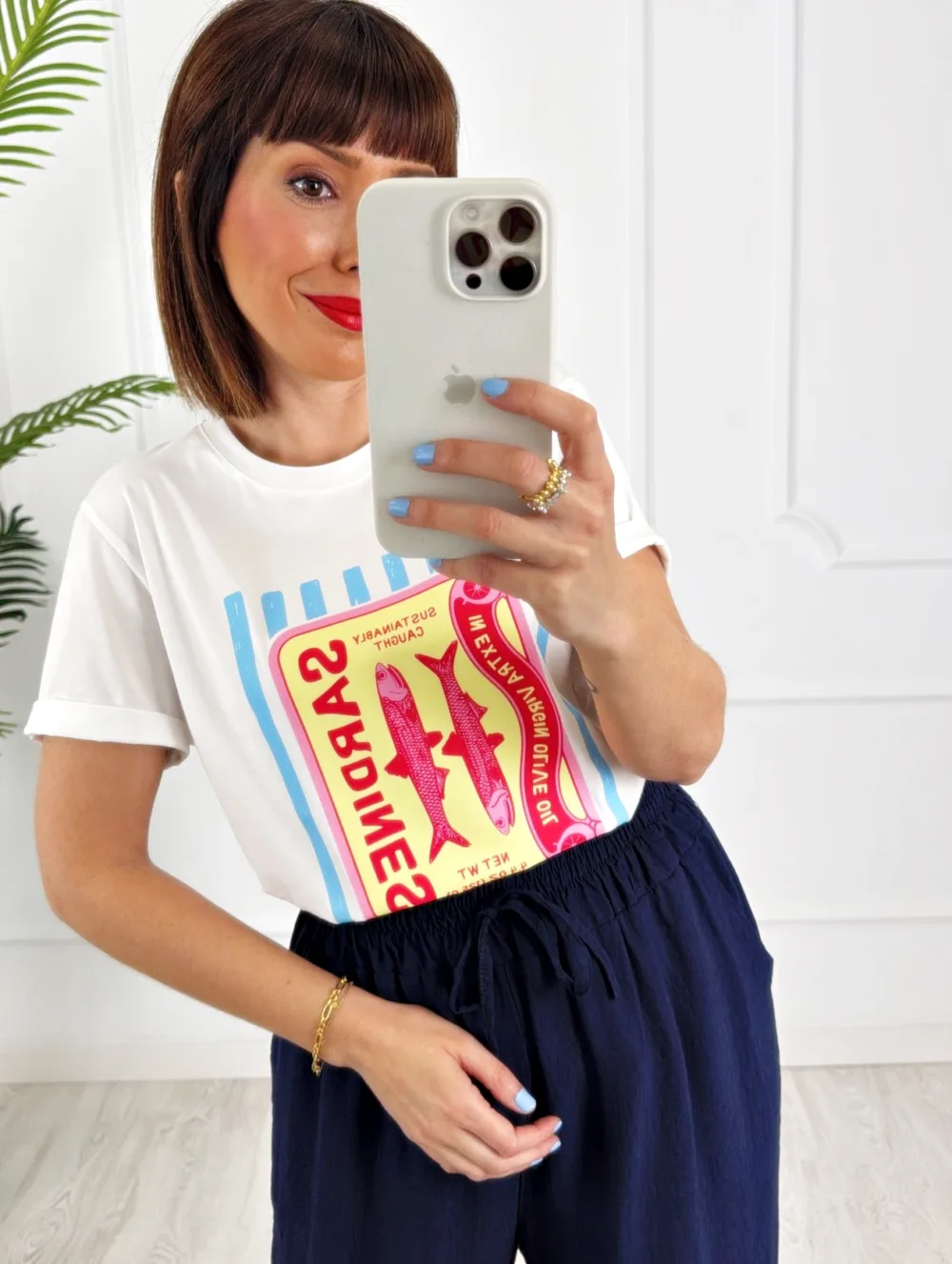 Camiseta sardinas rayas azul