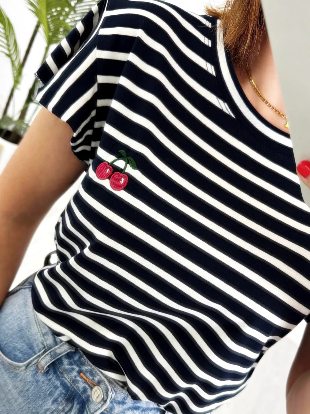 Camiseta rayas cerezas marino - Imagen 3