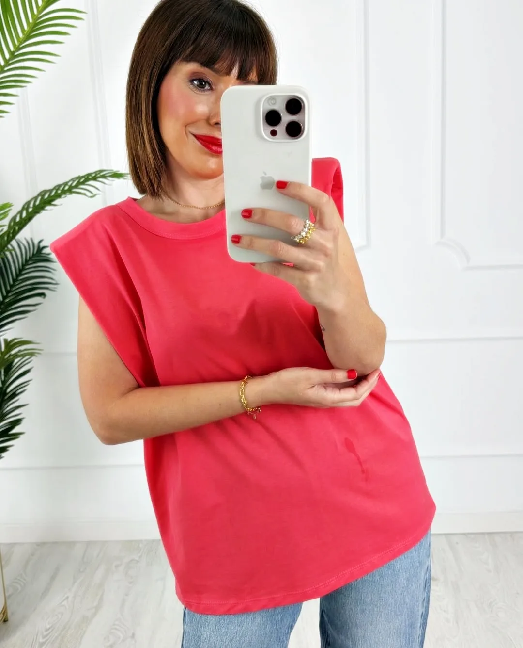 Camiseta hombreras estrella coral - Imagen 2