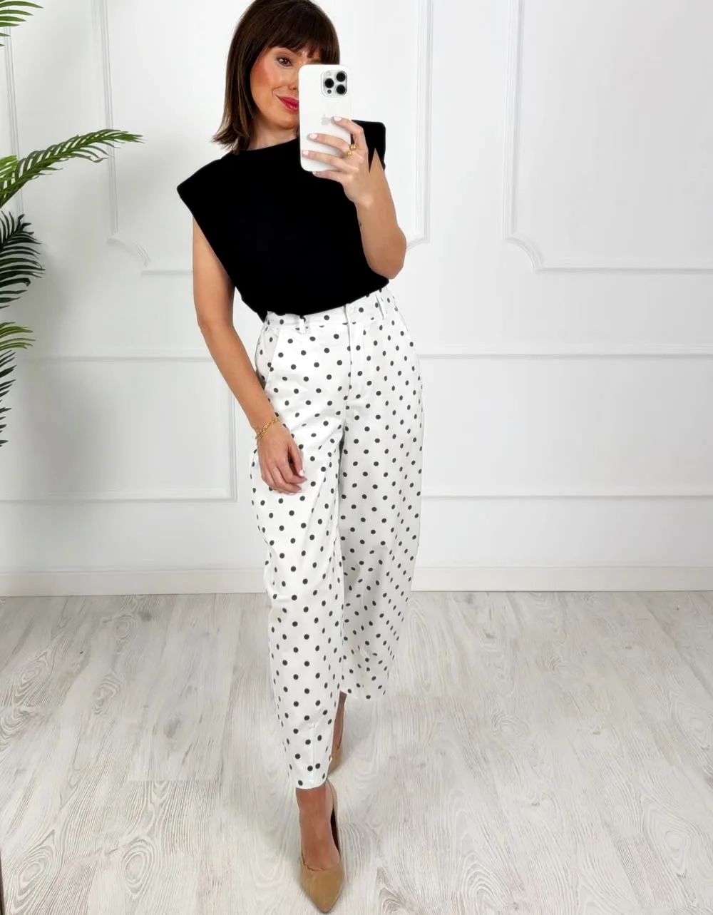 Pantalón lunares blanco