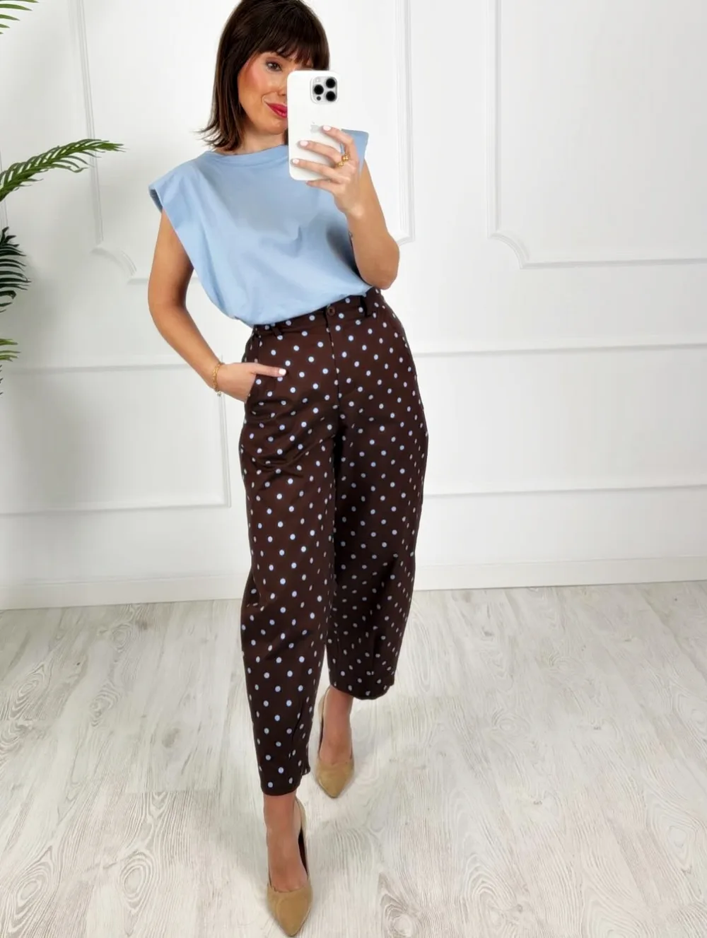 Pantalón lunares marrón